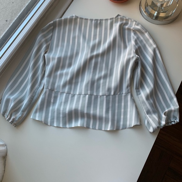 TopShop Petite Cropped Striped Peplum Blouse - Picture 3 of 4